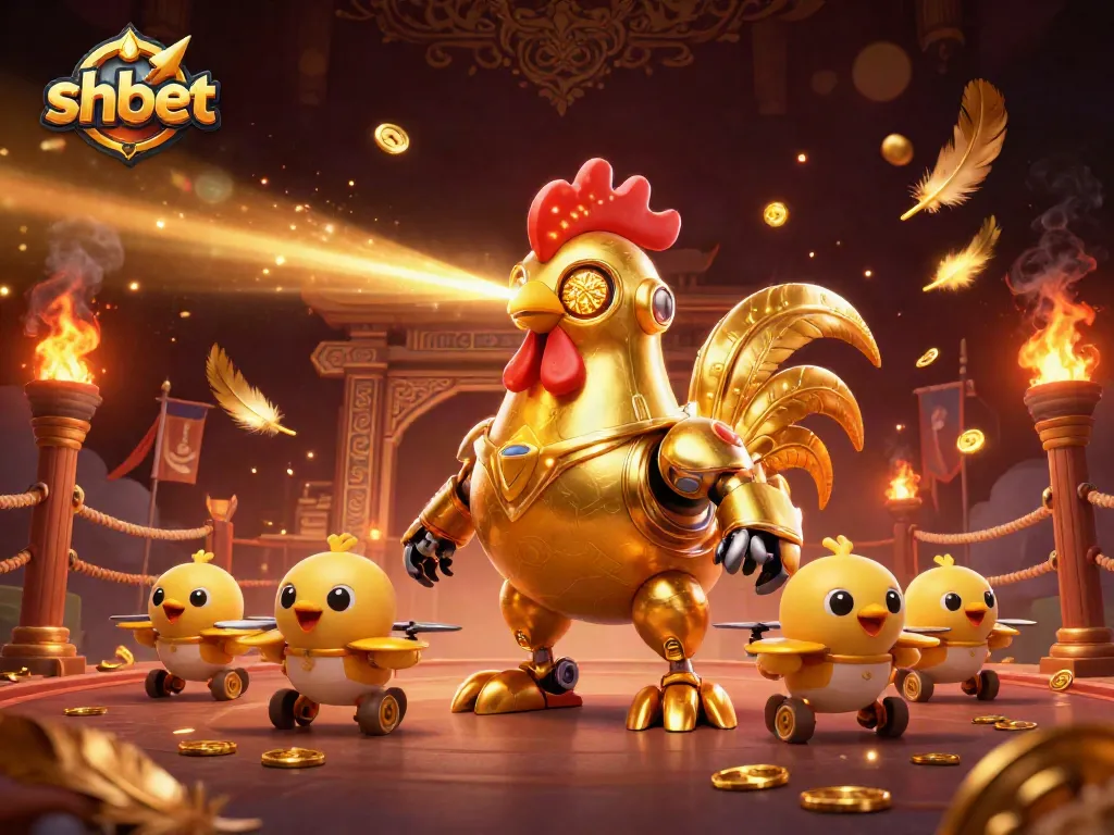 Win more at sh bet with thrilling casino action featuring a golden rooster robot and drones!