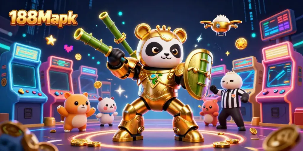 Experience thrilling gameplay with 188M apk in a dynamic 3D casino scene featuring vibrant gaming elements.