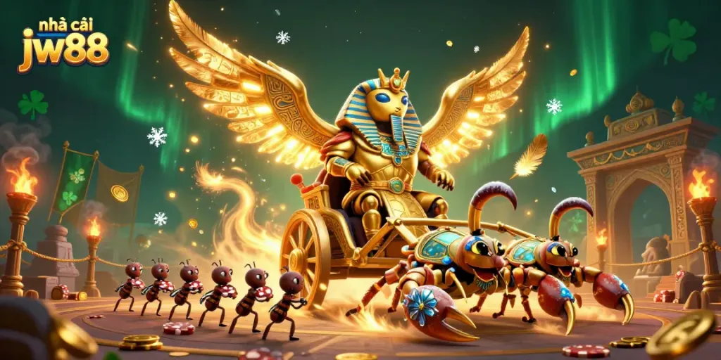 Engage with nhà cái jw88 illustrated in a vibrant online casino scene filled with dynamic elements.