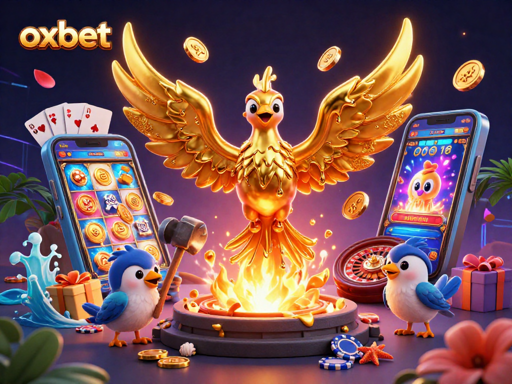 Experience the exciting energy of betting at oxbet with a dynamic 3D illustration of casino themes.
