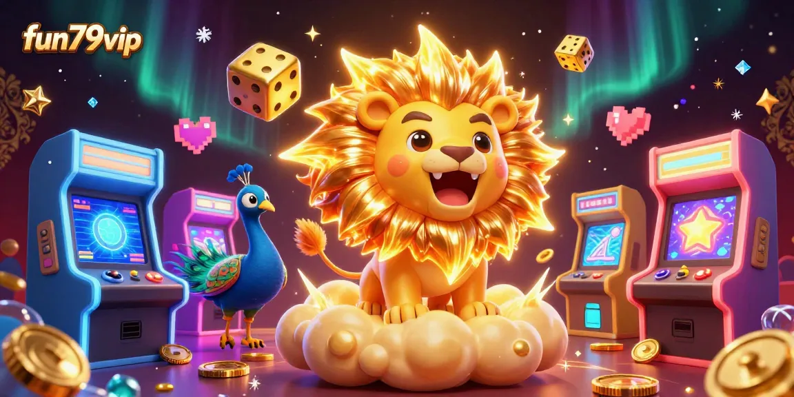 Spin and win with fun79vip at a vibrant online casino filled with golden dice and exciting game elements.