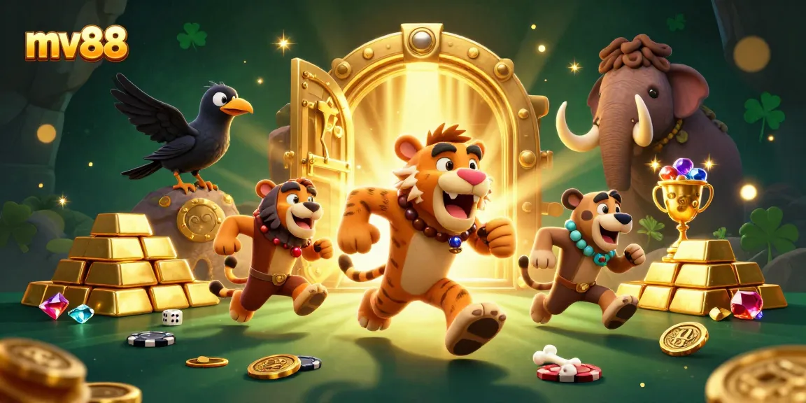 Experience thrilling fun with mv88 at a prehistoric casino featuring wild characters and treasures.