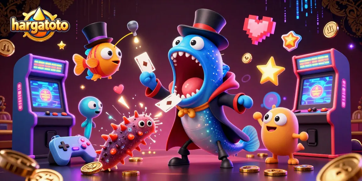 Experience hargatoto's magical gaming world with dynamic 3D characters and vibrant casino elements.
