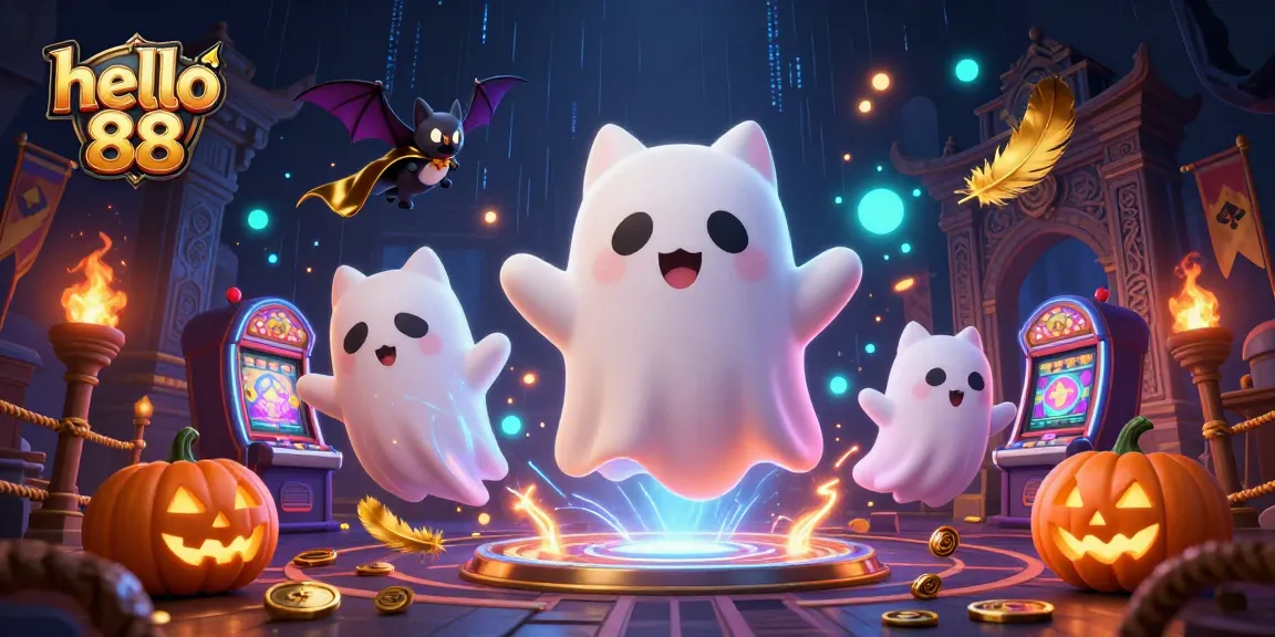 Win big at hello 88 as a ghost cat and bat navigate a haunted casino full of glowing jackpots.