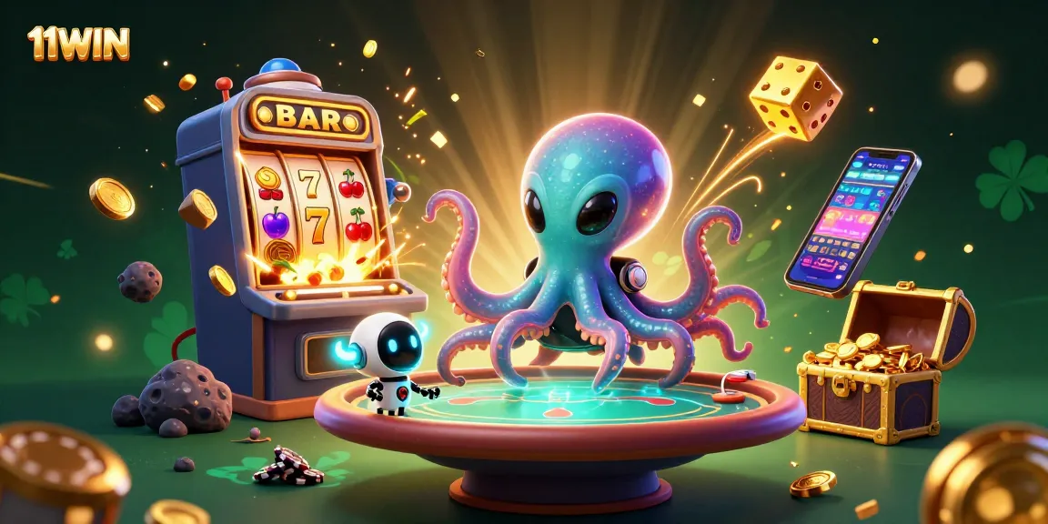 Experience epic wins with 11WIN at an alien-themed casino, bursting with vibrant game elements!
