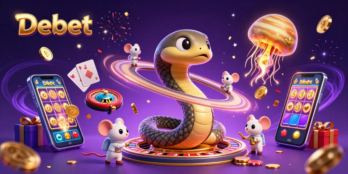 Debet showcases a cosmic roulette wheel scene, featuring playful astronaut mice and a golden jellyfish dealer.