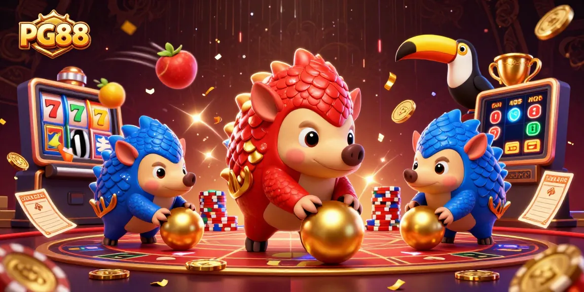 Spin to win at PG88: Exciting pangolin showdown with casino elements and vibrant visuals.