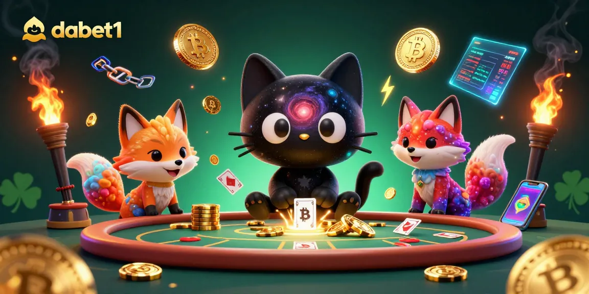 Engage with dabet1 as the cosmic black hole cat spins golden chips in a cryptocurrency casino world.