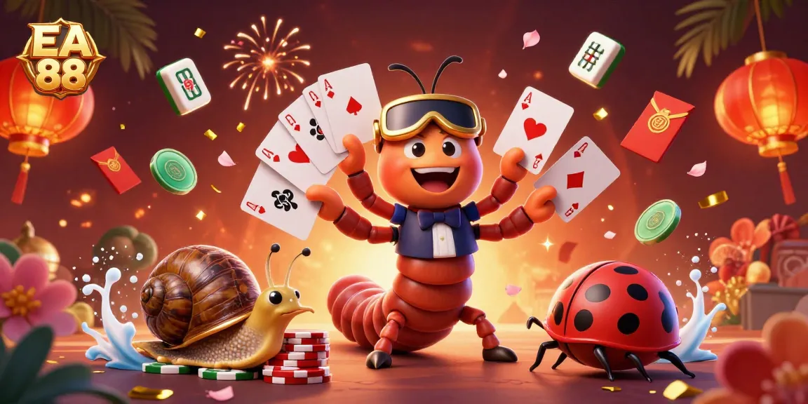 Experience EA 88's vibrant casino scene with a millipede dealer showcasing exciting cards.