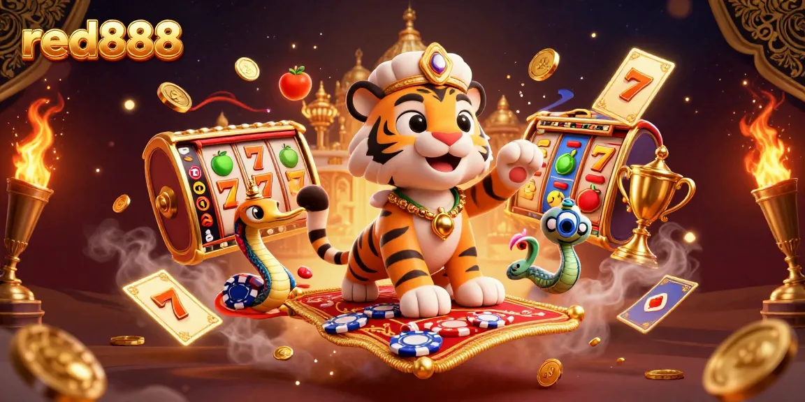 Catch the excitement with red888's thrilling slot reels and characters in vibrant action.