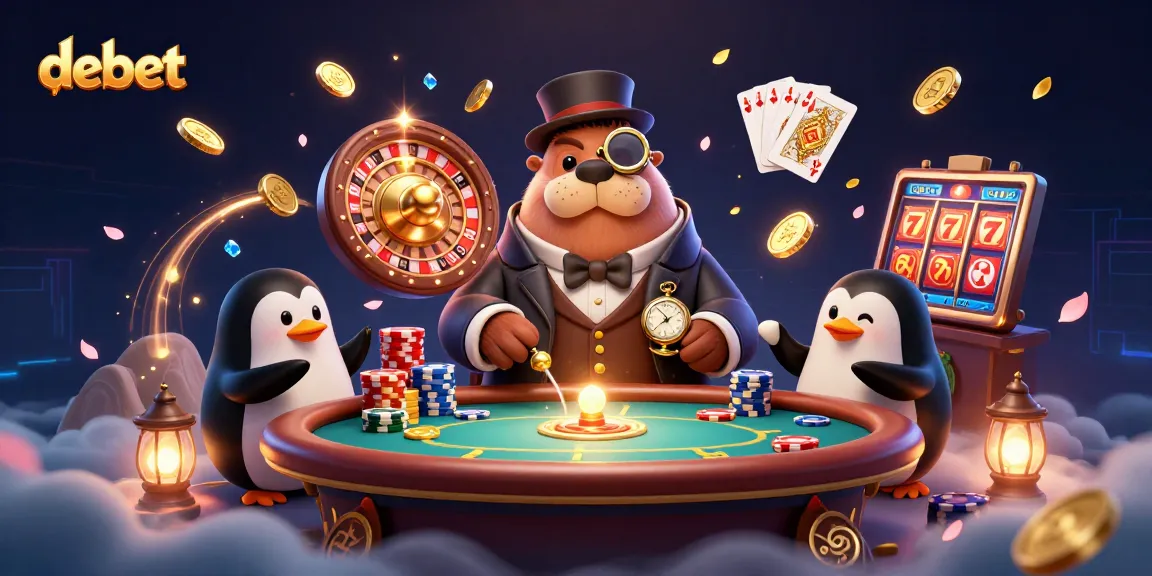 Join the underwater poker scene with debet, featuring a jolly walrus, sophisticated dealer, and a bluffing pufferfish.