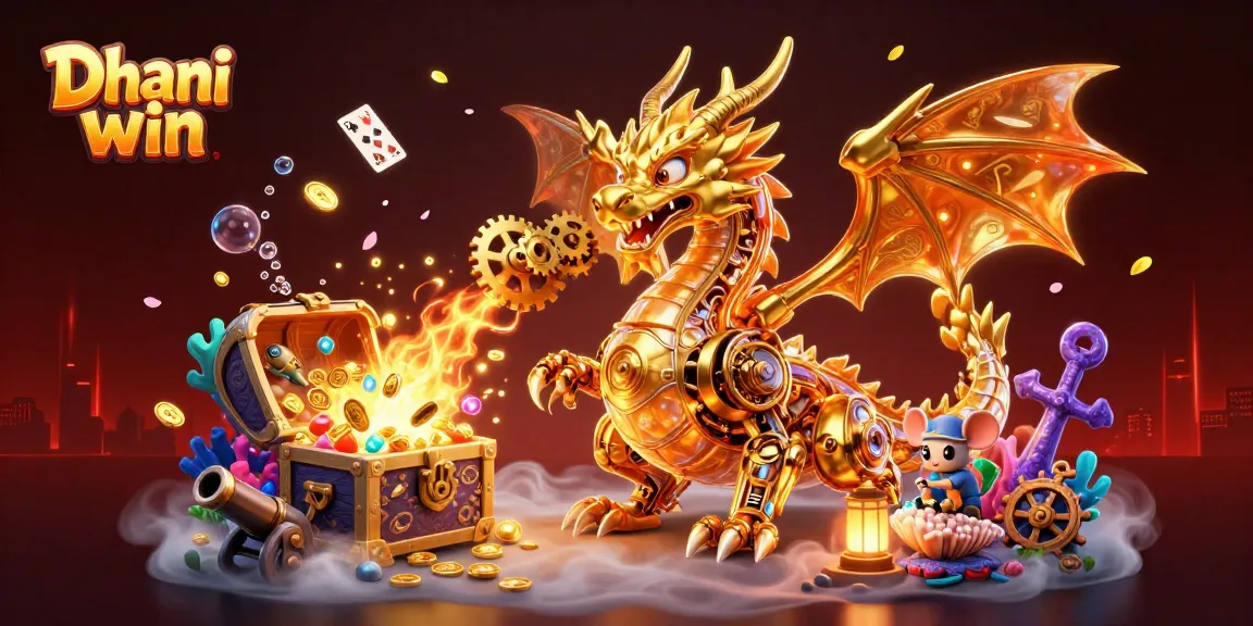 Dhani win offers thrilling gameplay with a golden dragon and animated casino elements.