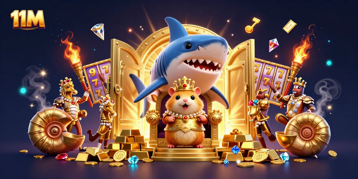 Win big at 11M casino with a golden hamster king and treasures bursting from the vault.