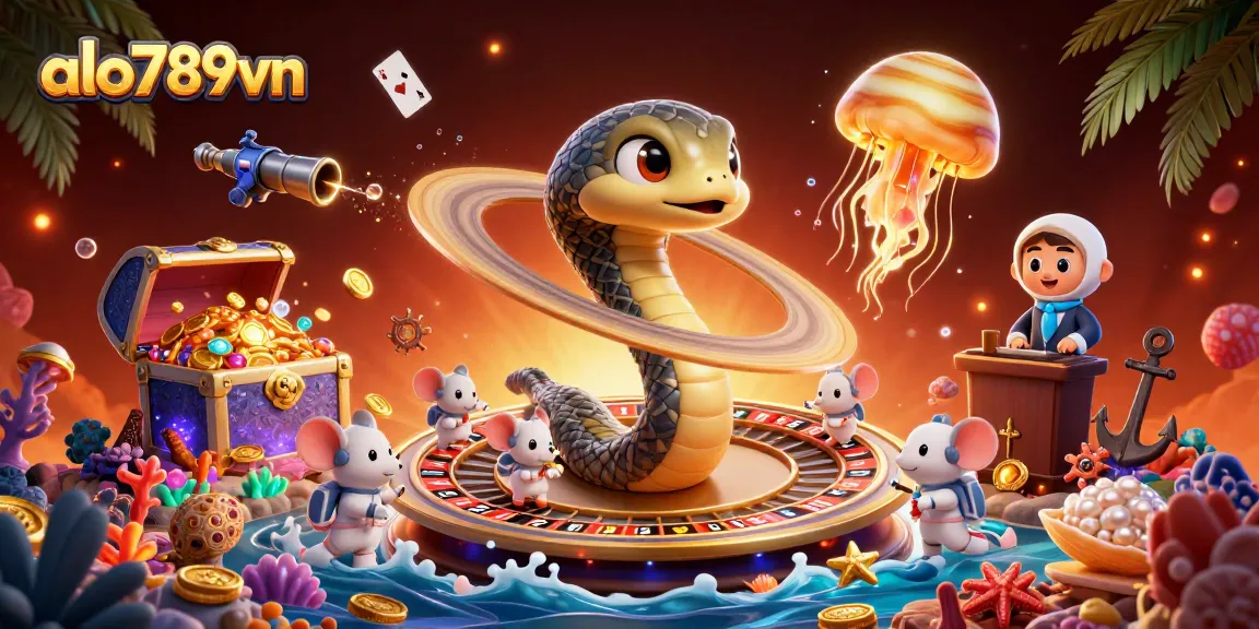Experience thrilling bets at alo789vn's dynamic cosmic casino scene illustrating unique gameplay elements.