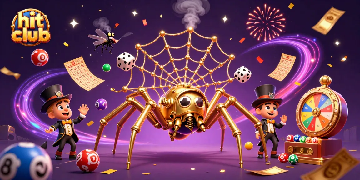 Engage in thrilling games at hit club with a steampunk spider and colorful lottery elements