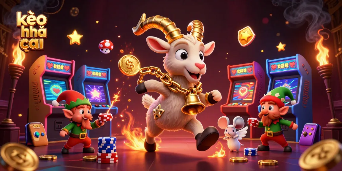 Experience thrilling kèo nhà cái action amidst a whimsical casino scene with Krampus and quirky characters.