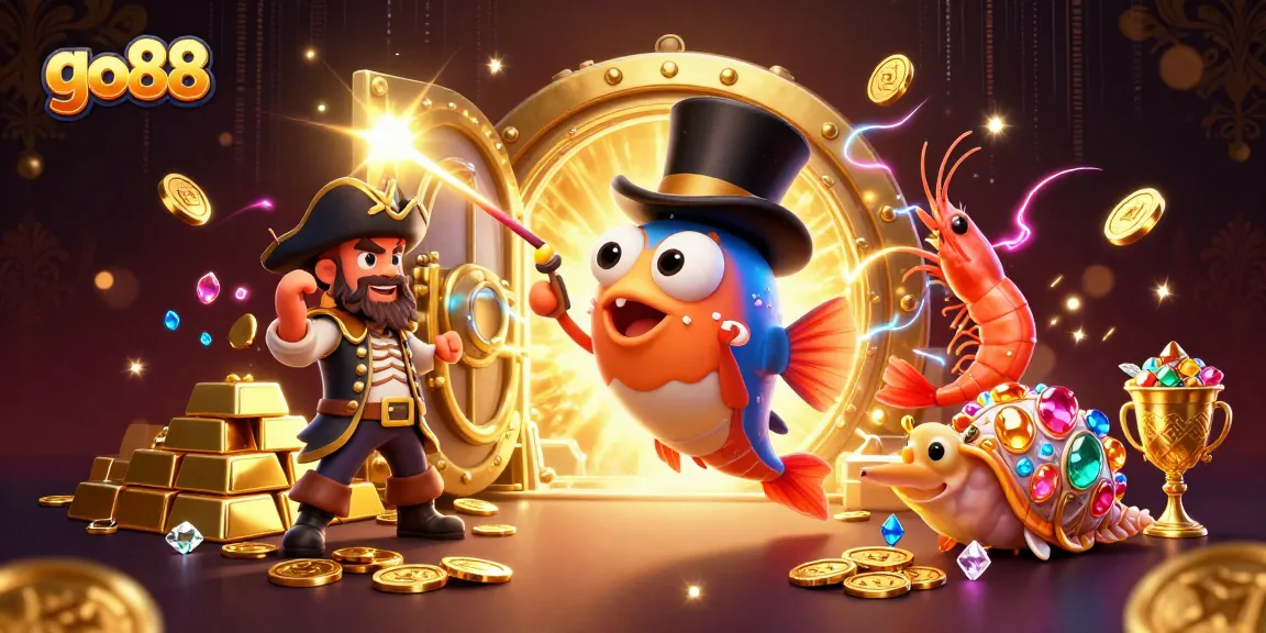 Explore exciting gaming adventures with go88 in this vibrant 3D illustration featuring treasure and fun!