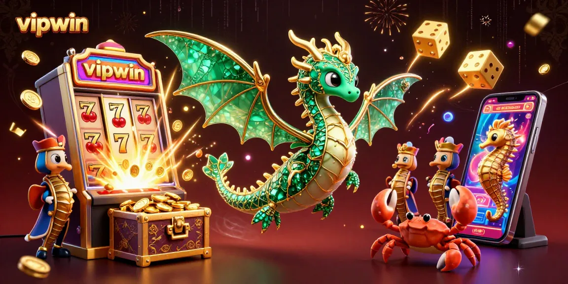 Spin the vipwin slot machine with dazzling treasures, featuring a sea dragon and royal seahorses.