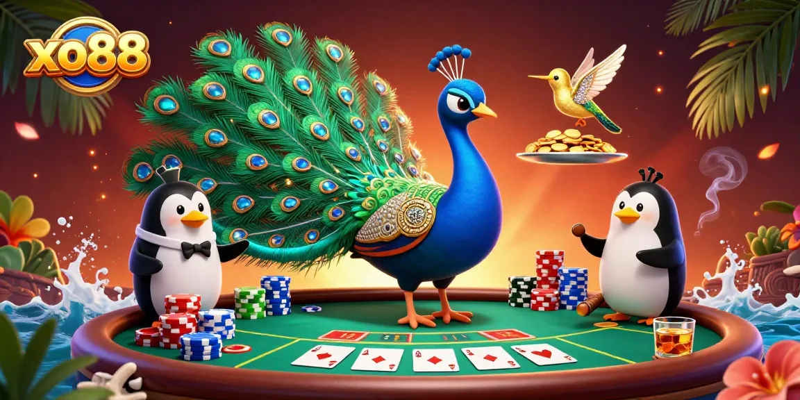 Experience thrilling poker action with xo88, featuring vibrant characters and colorful chips.