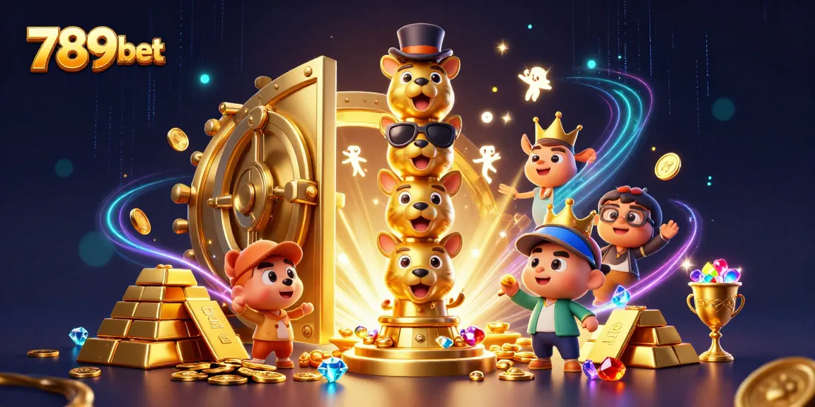 Experience the excitement of 789 bet with a vibrant casino-themed digital illustration full of gold and jewels.