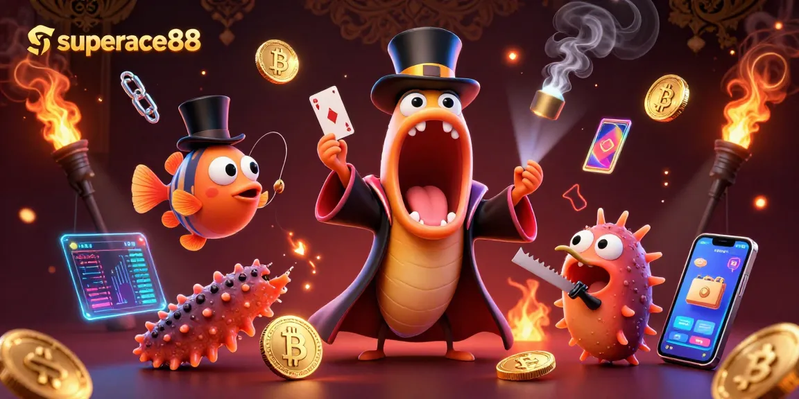 Engage with superace88 through thrilling online casino magic featuring animated deep-sea characters and dynamic crypto elements.