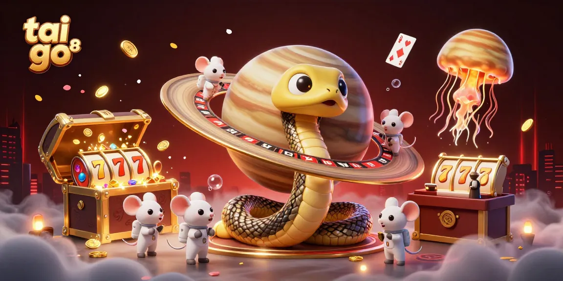 Engage in cosmic betting fun with tai go 88 as astronaut mice play around a roulette wheel in a vibrant 3D scene.