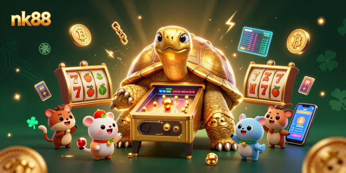 Experience nk88 with thrilling slot action featuring a golden tortoise and vibrant game elements.