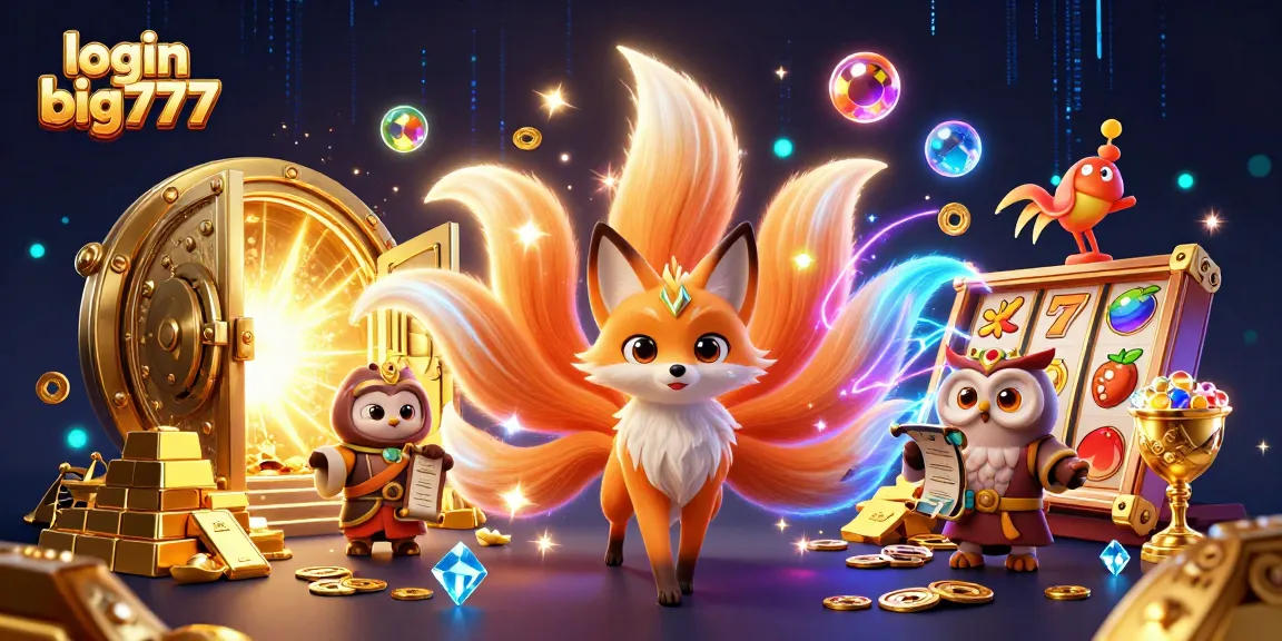 Experience thrilling wins on login big777 with vibrant 3D characters and dazzling slot symbols.