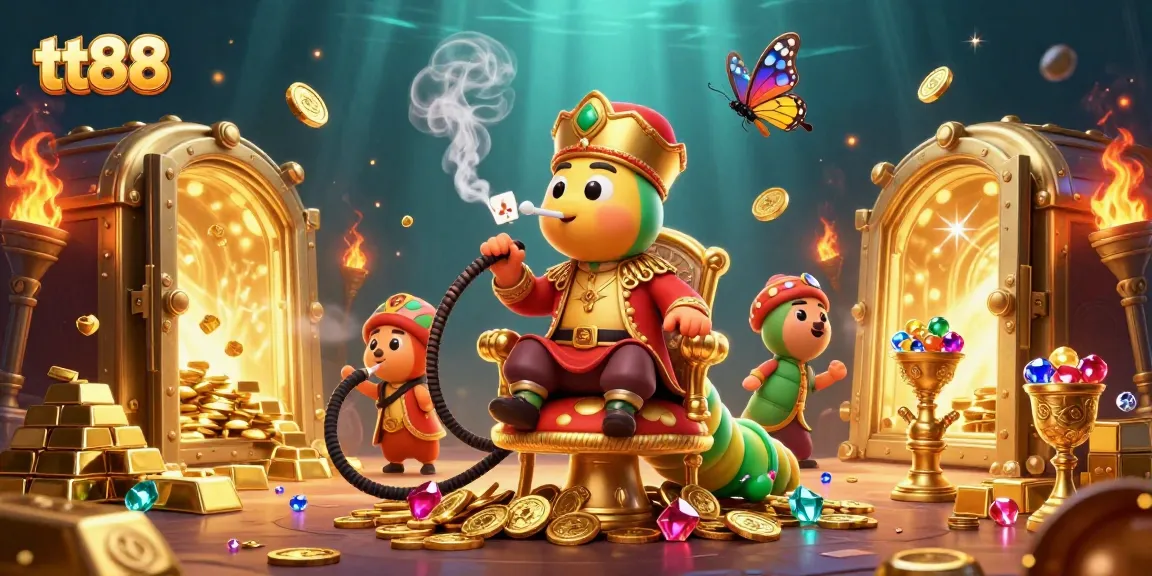 Immerse in tt88's gaming world, showcasing thrilling poker with vibrant treasures and dynamic scenes.