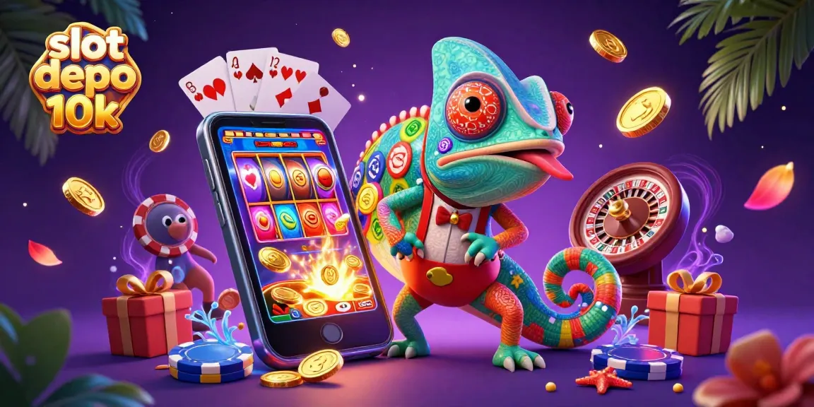 Experience thrilling gaming action with slot depo 10k in this vibrant 3D casino illustration.