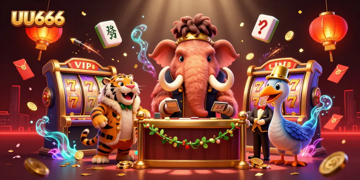 UU666 showcases a dynamic casino scene with mammoth bouncer, saber-tooth guest, and dodo doorman.