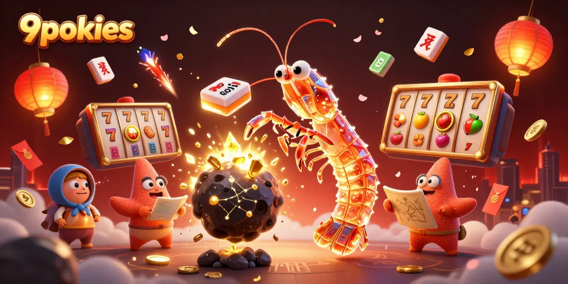 Engage with 9pokies in a vibrant casino scene featuring thrilling slot reels and exciting characters.
