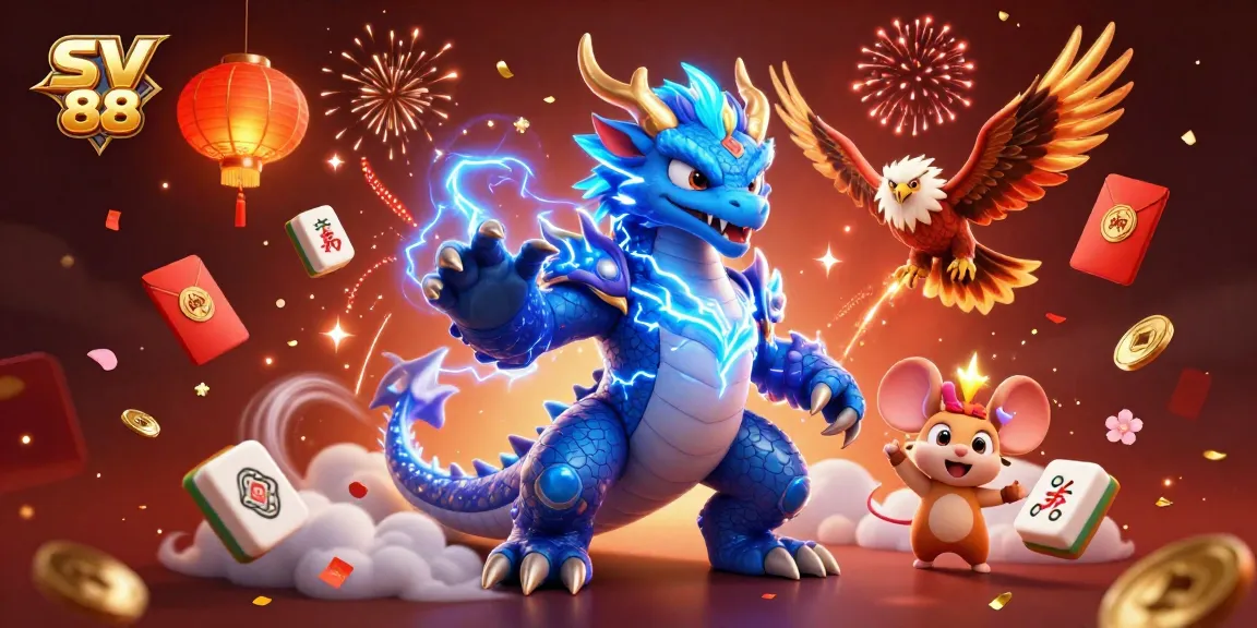 Join the excitement with SV 88 in this dynamic casino scene featuring vibrant characters and glowing elements.
