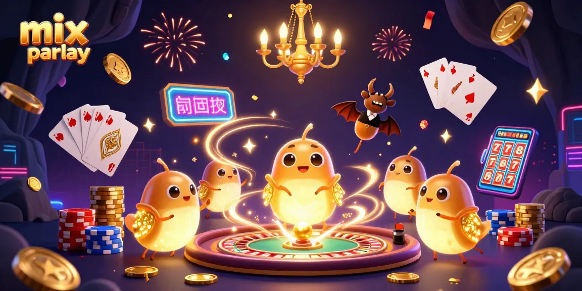 Experience mix parlay excitement as glowworms illuminate a vibrant casino scene.
